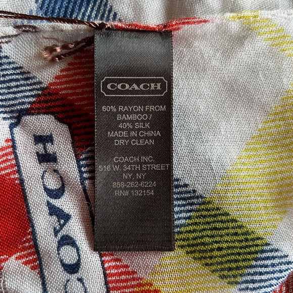 Coach rayon bamboo /silk scarf multicolor - Picture 2 of 5